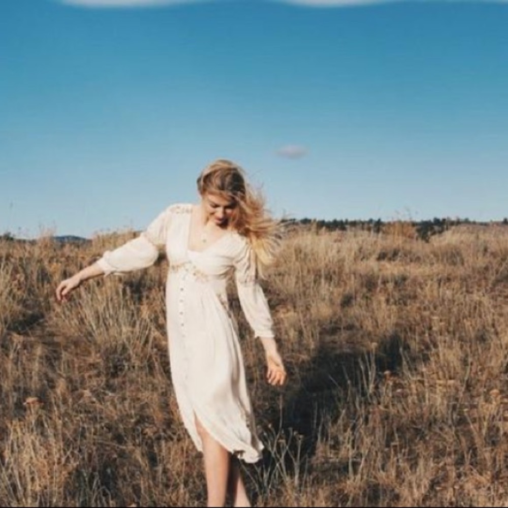 Free People Day Glow Midi Dress NWT $168.00 Cream